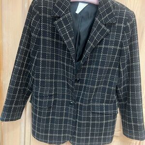 Harve Benard Black Checkered Wool Blazer